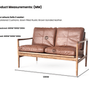 Hans Mid-Century 2 Seat Leather Sofa - Rustic Brown at Online8 Furniture Auckland NZ