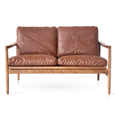 Hans Mid-Century 2 Seat Leather Sofa - Rustic Brown at Online8 Furniture Auckland NZ