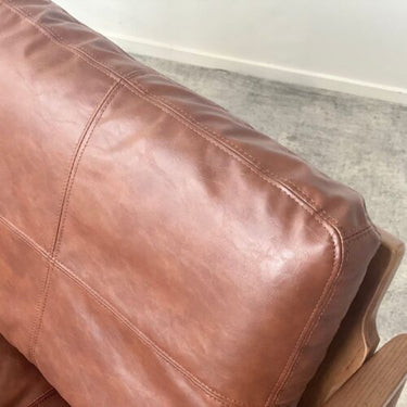 Hans Mid-Century leather Armchair - Rustic Brown at Online8 Furniture Auckland NZ
