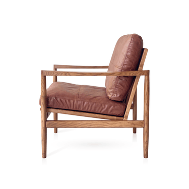 Hans Mid-Century leather Armchair - Rustic Brown at Online8 Furniture Auckland NZ
