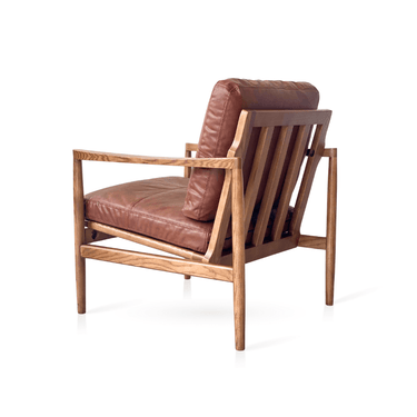 Hans Mid-Century leather Armchair - Rustic Brown at Online8 Furniture Auckland NZ