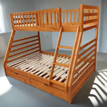 Harper Bunk Bed Natural with Two Drawers at Online8 Furniture Auckland NZ