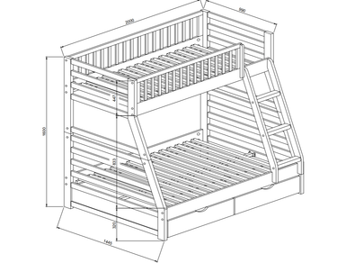 Harper Bunk Bed with Two Drawers at Online8 Furniture Auckland NZ