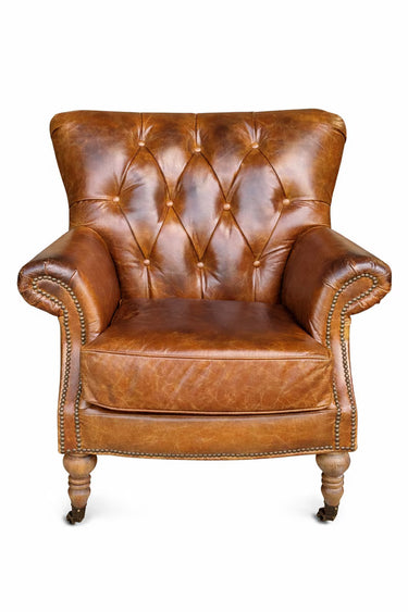 Harrington Aged Leather Armchair – Cognac at Online8 Furniture Auckland NZ