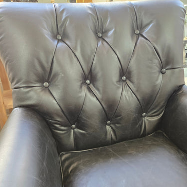 Harrington Buttoned Leather Armchair - Belon Black at Online8 Furniture Auckland NZ