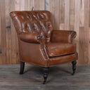 Harrington Buttoned Leather Armchair - Vintage Cigar at Online8 Furniture Auckland NZ