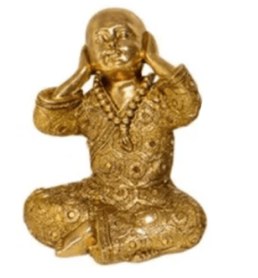 Hear No Evil Boy Monk Statue - Gold at Online8 Furniture Auckland NZ