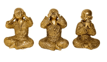 Hear No Evil Boy Monk Statue - Gold at Online8 Furniture Auckland NZ
