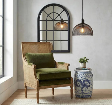 Hicks Rattan Armchair - Natural & Green at Online8 Furniture Auckland NZ