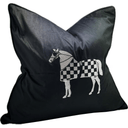 Horse Embroidery Cushion Cover - Black at Online8 Furniture Auckland NZ