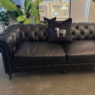 Horse Embroidery Cushion Cover - Black at Online8 Furniture Auckland NZ