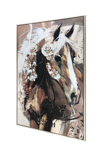 Horse Gaze Hand Painted Framed Canvas Wall Art at Online8 Furniture Auckland NZ