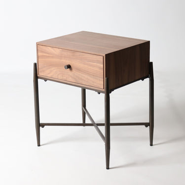 Hudson 1 Drawer Side Table - Walnut at Online8 Furniture Auckland NZ