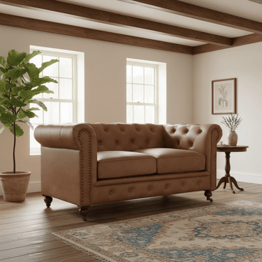 Huskins Chesterfield 2 Seater Sofa - Light Brown at Online8 Furniture Auckland NZ