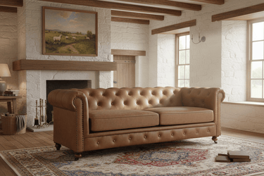 Huskins Chesterfield 3 Seater Sofa - Light Brown at Online8 Furniture Auckland NZ