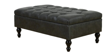 Huskins Chesterfield Ottoman with Storage - Charcoal at Online8 Furniture Auckland NZ