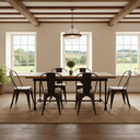 Industrial Dining Table with Metal Castors - 2300mm at Online8 Furniture Auckland NZ