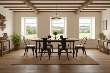 Industrial Dining Table with Metal Castors - 2300mm at Online8 Furniture Auckland NZ