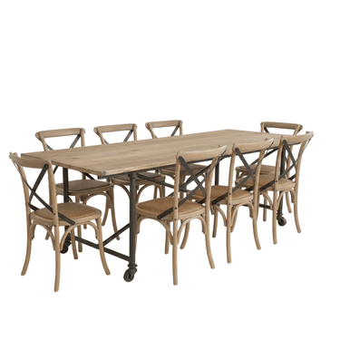 Industrial Old Elm & Iron Dining Suite - 8 Seater at Online8 Furniture Auckland NZ