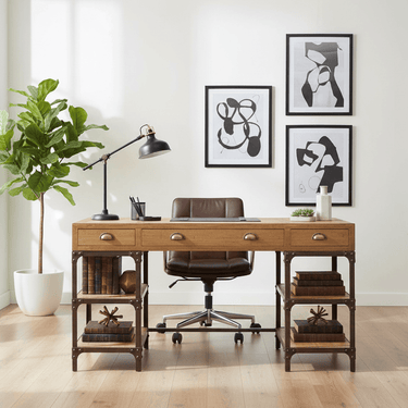 Industrial Pine & Iron Desk at Online8 Furniture Auckland NZ