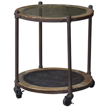 Industrial Side Table with Wheels - Reclaimed Elm at Online8 Furniture Auckland NZ