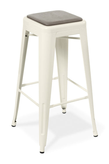 Industry Bar Stool W/ Seat Upholstered - White at Online8 Furniture Auckland NZ