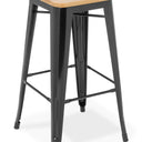Industry Bar Stool With Ash Timber Top - Black at Online8 Furniture Auckland NZ
