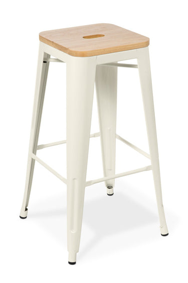 Industry Bar Stool With Ash Timber Top - White at Online8 Furniture Auckland NZ