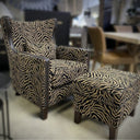 Instinct Armchair with Ottoman - Zebra Print at Online8 Furniture Auckland NZ