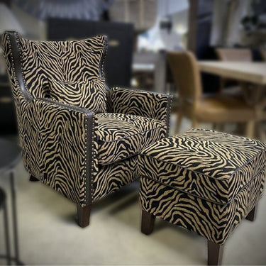 Instinct Armchair with Ottoman - Zebra Print at Online8 Furniture Auckland NZ