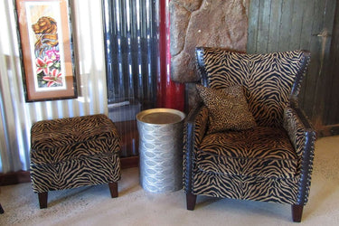 Instinct Armchair with Ottoman - Zebra Print at Online8 Furniture Auckland NZ