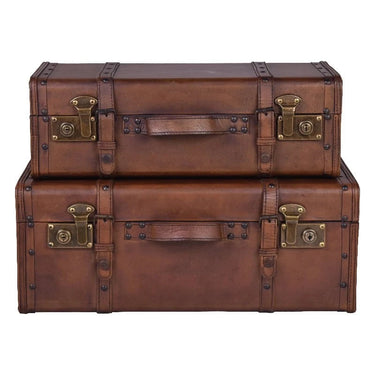 Jaipur Set Of Leather Trunks at Online8 Furniture Auckland NZ
