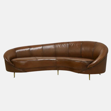 Jane Curved Leather Sofa - Brown at Online8 Furniture Auckland NZ