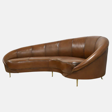 Jane Curved Leather Sofa - Brown at Online8 Furniture Auckland NZ