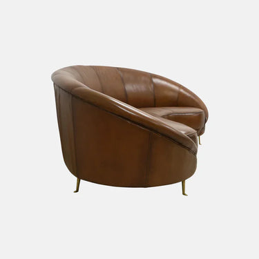 Jane Curved Leather Sofa - Brown at Online8 Furniture Auckland NZ