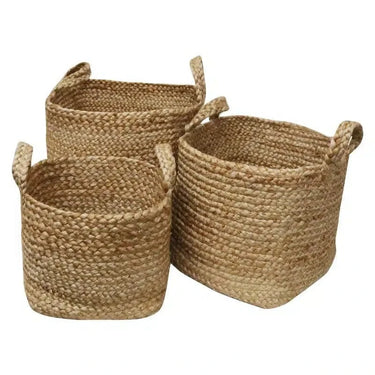 Jute Basket set/3 Square Natural at Online8 Furniture Auckland NZ