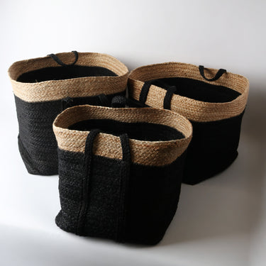 Jute Baskets Set of 3 Square Mixed at Online8 Furniture Auckland NZ