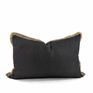 Jute Flange Cushion Cover - Black & Natural at Online8 Furniture Auckland NZ