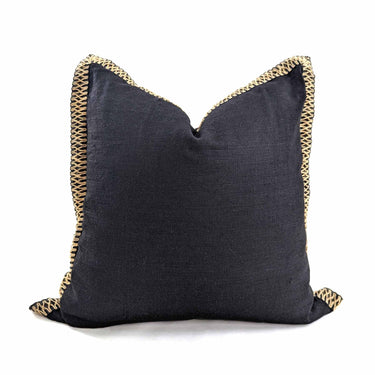Jute Flange Cushion Cover - Black & Natural at Online8 Furniture Auckland NZ