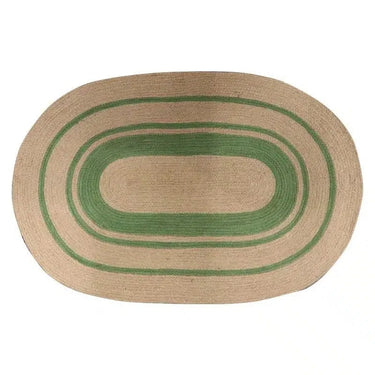 Jute Oval Door Mat - Natural/Green at Online8 Furniture Auckland NZ