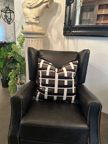 Kennedy Wingback Aged Leather Armchair - Belon Black at Online8 Furniture Auckland NZ