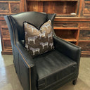 Kennedy Wingback Aged Leather Armchair - Belon Black at Online8 Furniture Auckland NZ