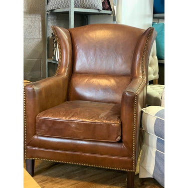 Kennedy Wingback Aged Leather Armchair - Vintage Cigar at Online8 Furniture Auckland NZ