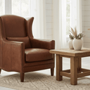 Kennedy Wingback Aged Leather Armchair - Vintage Cigar at Online8 Furniture Auckland NZ