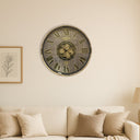 Kensington Round Gear Wall Clock - Wood-Grain Brown at Online8 Furniture Auckland NZ