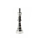King Chess Ornament in polished nickel aluminium, an oversized sculptural king standing 34.5cm