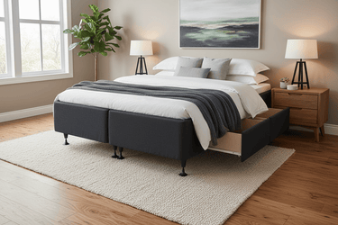 King Split Bed Base with 2 Drawers - NZ Made at Online8 Furniture Auckland NZ