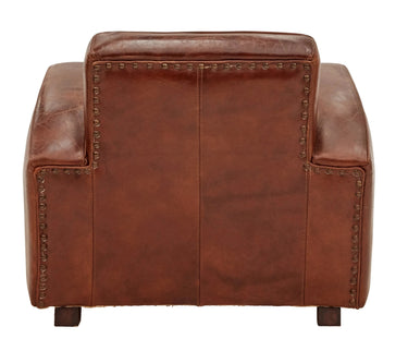 Kingsley Club Vintage Leather Art Deco Armchair - Vintage Cigar at Online8 Furniture Auckland NZ