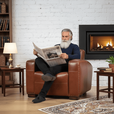 Kingsley Club Vintage Leather Art Deco Armchair - Vintage Cigar at Online8 Furniture Auckland NZ