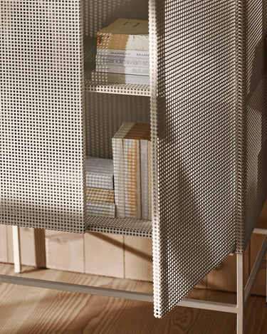 KRISTINA DAM Grid Cabinet - Beige Steel at Online8 Furniture Auckland NZ